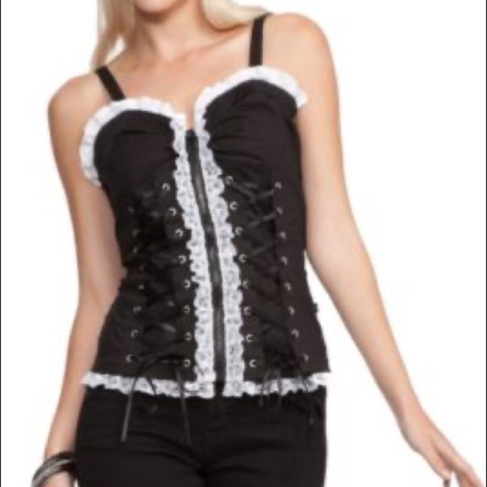 Royal bones black and white corset top